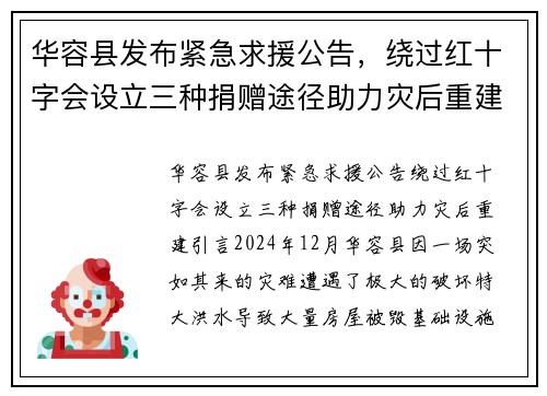 华容县发布紧急求援公告，绕过红十字会设立三种捐赠途径助力灾后重建