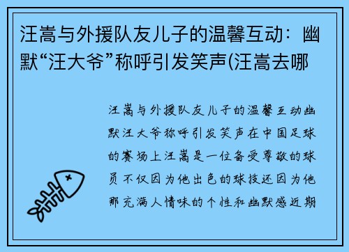 汪嵩与外援队友儿子的温馨互动：幽默“汪大爷”称呼引发笑声(汪嵩去哪了)